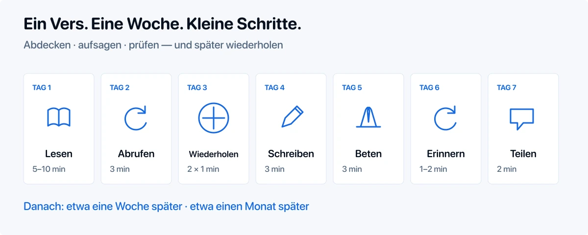 Sieben-Tage-Plan zum Lernen eines Bibelverses mit täglichem Abrufen